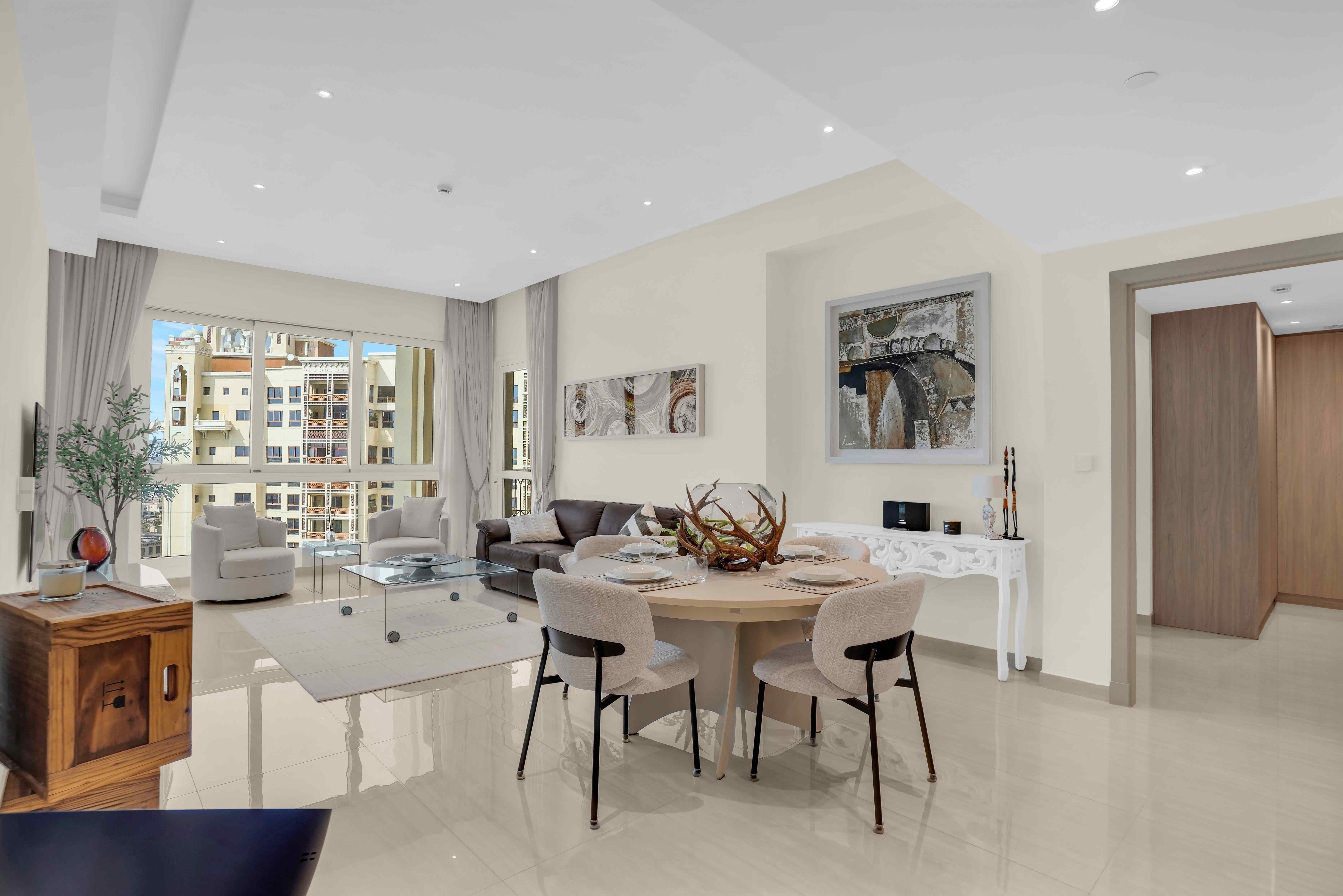 Sprawling open-plan living steps from the Palm